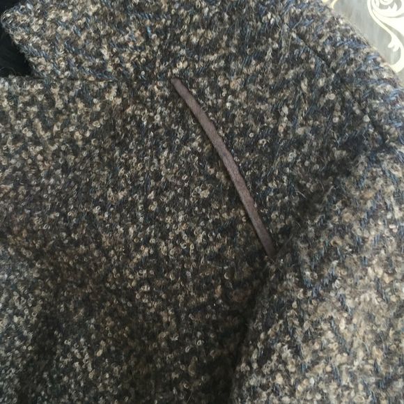 Cole Haan Women Brown Tweed Wool Cashmere Mohair Jacket Goat Suede Trim - Size 6 - Picture 9 of 11